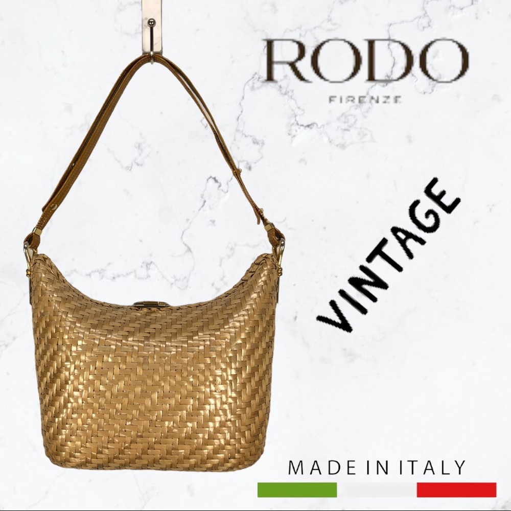 VTG 60's Tan Rodo Italian Wicker Straw Weaved Bag